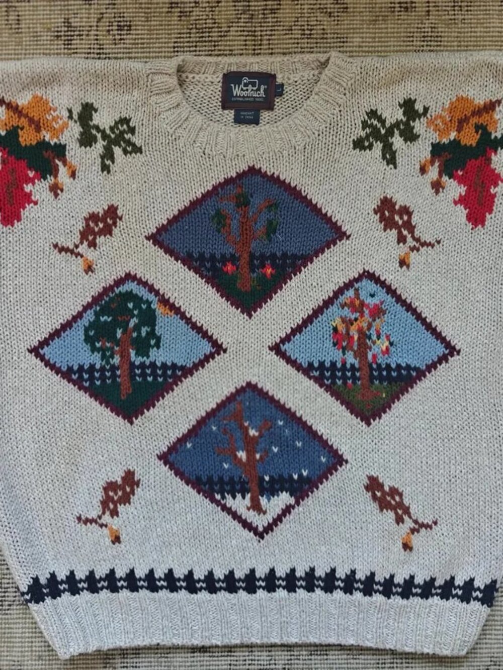 Handknit Embroidered 90s Vintage Woolrich Four Seasons Sweater